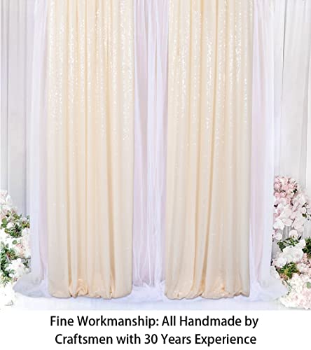 Sparkle Backdrop Curtain Ivory 2 Panels Set Sequin Photo Backdrop 2FTx8FT Sequin Backdrop Curtain Pack of 2-1220S