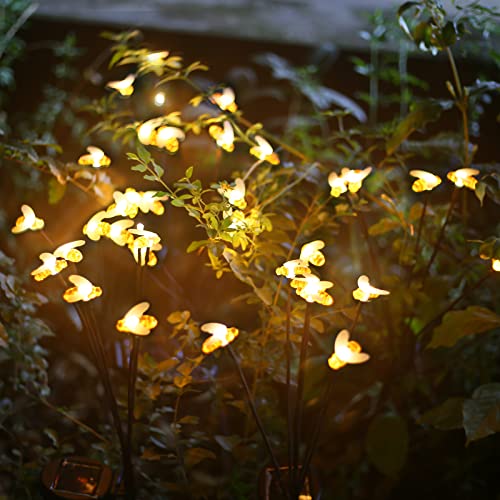 2PC Solar Garden Lights-Solar Swaying Light by Wind,Solar Outdoor bee Lights，Solar Garden Decorative Lights Yard Patio Pathway Decoration