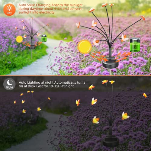 2PC Solar Garden Lights-Solar Swaying Light by Wind,Solar Outdoor bee Lights，Solar Garden Decorative Lights Yard Patio Pathway Decoration