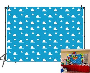 binqoo 7x5ft cartoon blue sky white clouds backdrop toy story kids birthday party boy baby shower photography background photo studio props