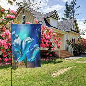 Funny Dolphin Ocean Animal Garden Flags Double Sided, Welcome Winter House Flag Banners for Home Decor 12.5"x18"