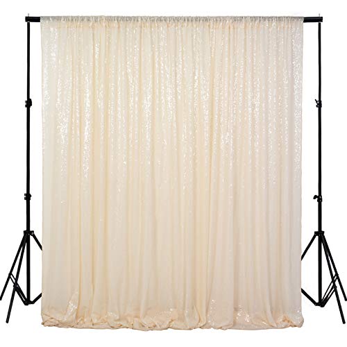 ShiDianYi 4FTX6FT-Ivory-SEQUIN Photo Backdrop, Beige Wedding Photo Booth, Photography Background Ivory Sequin Backdrop Curtain Glitter Backdrop for Parties