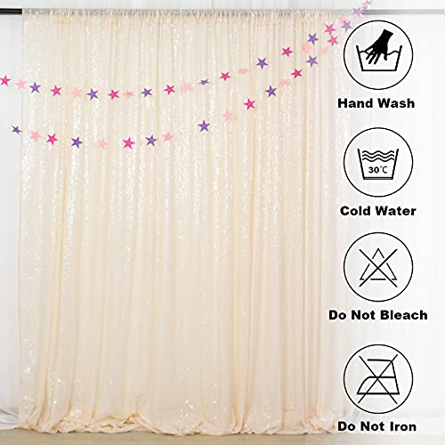 ShiDianYi 4FTX6FT-Ivory-SEQUIN Photo Backdrop, Beige Wedding Photo Booth, Photography Background Ivory Sequin Backdrop Curtain Glitter Backdrop for Parties