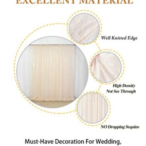 ShiDianYi 4FTX6FT-Ivory-SEQUIN Photo Backdrop, Beige Wedding Photo Booth, Photography Background Ivory Sequin Backdrop Curtain Glitter Backdrop for Parties