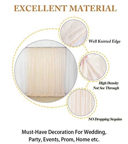 ShiDianYi 4FTX6FT-Ivory-SEQUIN Photo Backdrop, Beige Wedding Photo Booth, Photography Background Ivory Sequin Backdrop Curtain Glitter Backdrop for Parties