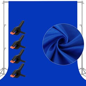 10 X 7 FT Royal Blue Screen Backdrop for Photography, Chromakey Background for Video Self Tape Audition Zoom Meeting Photoshoot Gaming YouTube, Polyester Cloth Fabric Curtain Sheet with 4 Clamps