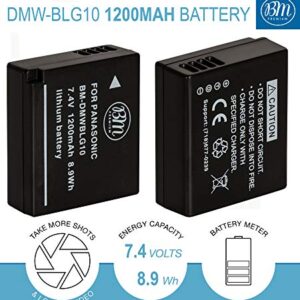BM 2-Pack of DMW-BLG10 Batteries and Charger for Panasonic Lumix DC-G100, DC-ZS80, DC-GX9, DC-LX100 II, DC-ZS200, DC-ZS70, DMC-GX80, DMC-GX85, DMC-ZS60, DMC-ZS100, DMC-GF6, DMC-GX7K, DMC-LX100K Camera