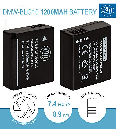 BM 2-Pack of DMW-BLG10 Batteries and Charger for Panasonic Lumix DC-G100, DC-ZS80, DC-GX9, DC-LX100 II, DC-ZS200, DC-ZS70, DMC-GX80, DMC-GX85, DMC-ZS60, DMC-ZS100, DMC-GF6, DMC-GX7K, DMC-LX100K Camera
