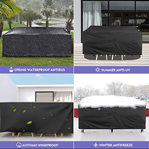 GORDITA Patio Furniture Covers, 83 x 51 x 29 inch Waterproof Patio Table Cover, Durable 420D Outdoor Furniture Covers with 4 Windproof Buckles, Large Patio Cover for 6- 8 Seats