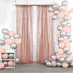 beddeb rose gold sequin backdrop curtain, 2pcs 2ftx8ft glitter backdrop curtain for christmas, birthday, wedding, party decoration