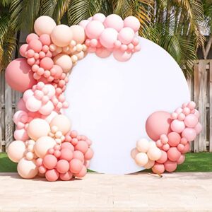 White Round Backdrop Cover 7.2x7.2ft White Circle Birthday Photo Photography Background for Party Baby Shower Wedding Decorations