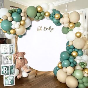 White Round Backdrop Cover 7.2x7.2ft White Circle Birthday Photo Photography Background for Party Baby Shower Wedding Decorations