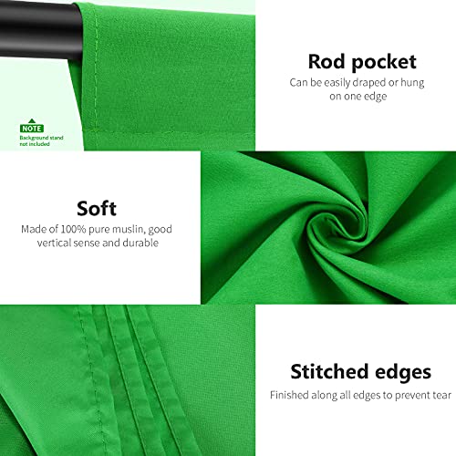 Neewer 10x20 ft/3x6 Meters Photography Backdrop Background, Green Chromakey Muslin Background Screen for Photo Video Studio, Zoom, YouTube, Gaming (Background Only)