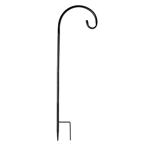 GSM Brands Shepherds Hook 32 Inch, Black, Adjustable Design.5 Thick Yard Decor for Hanging Up to 20 lbs.