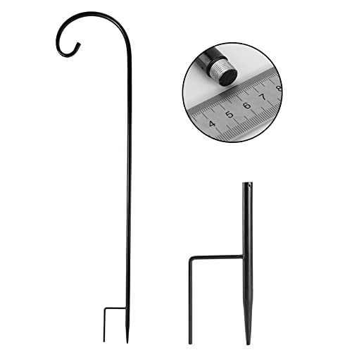 GSM Brands Shepherds Hook 32 Inch, Black, Adjustable Design.5 Thick Yard Decor for Hanging Up to 20 lbs.