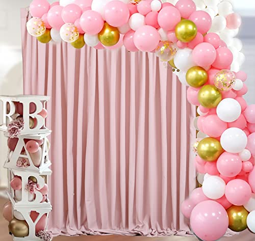 MoKoHouse 10ft x 8ft Pink Backdrop for Parties Pink Backdrop Drape for Birthday Valentines 2 Panels 5ft x 8ft