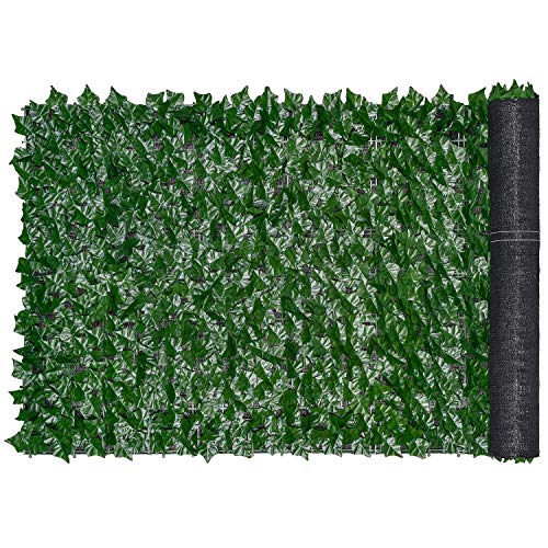 Lvydec Artificial Ivy Privacy Fence, 118" x 39" Artificial Hedges Fence and Faux Ivy Vine Privacy Screen Decoration for Outdoor Garden Porch Patio