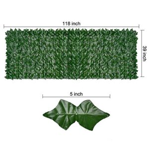 Lvydec Artificial Ivy Privacy Fence, 118" x 39" Artificial Hedges Fence and Faux Ivy Vine Privacy Screen Decoration for Outdoor Garden Porch Patio