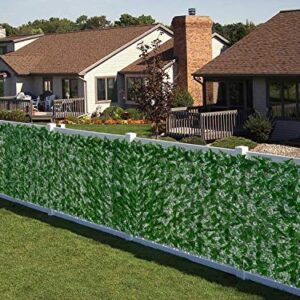 Lvydec Artificial Ivy Privacy Fence, 118" x 39" Artificial Hedges Fence and Faux Ivy Vine Privacy Screen Decoration for Outdoor Garden Porch Patio