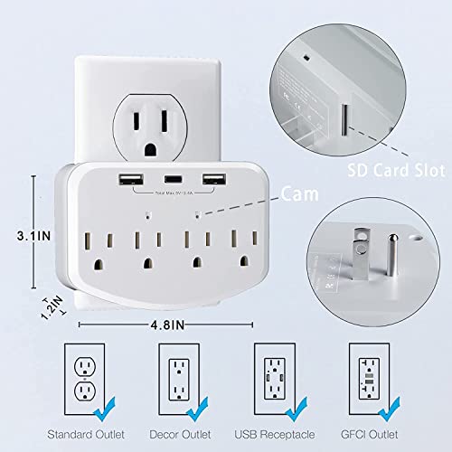 Hidden Camera WiFi Spy Camera Hidden Cameras Wall Charger Nanny Cam with USB Fast Charger Outlet HD 1080P Wireless for Home Security Secret Camera 20W PD Charging Port