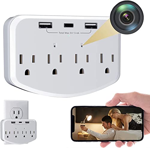 Hidden Camera WiFi Spy Camera Hidden Cameras Wall Charger Nanny Cam with USB Fast Charger Outlet HD 1080P Wireless for Home Security Secret Camera 20W PD Charging Port