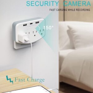 Hidden Camera WiFi Spy Camera Hidden Cameras Wall Charger Nanny Cam with USB Fast Charger Outlet HD 1080P Wireless for Home Security Secret Camera 20W PD Charging Port