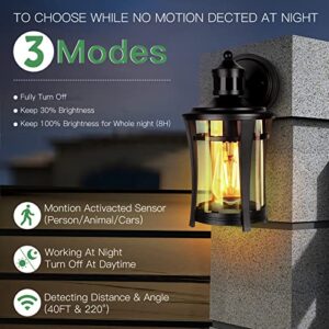 Dexnump Motion Sensor Wall Lights Dusk to Dawn Led Outdoor Wall Sconce Anti-Rust Waterproof Wall Lanterns with ST64 Bulbs E26 Socket Porch Light Fixtures Wall Lamp for Doorway, Garage, Garden