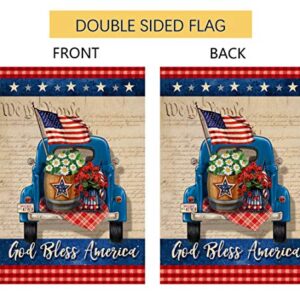 BLKWHT 4th of July Garden Flag God Bless America Vertical Double Sided Independence Day Truck Memorial Day Patriotic Burlap Yard Outdoor Decor 12.5 x 18 Inches A2119