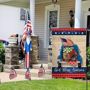 BLKWHT 4th of July Garden Flag God Bless America Vertical Double Sided Independence Day Truck Memorial Day Patriotic Burlap Yard Outdoor Decor 12.5 x 18 Inches A2119