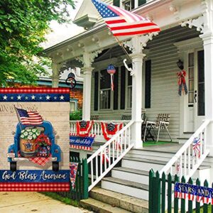 BLKWHT 4th of July Garden Flag God Bless America Vertical Double Sided Independence Day Truck Memorial Day Patriotic Burlap Yard Outdoor Decor 12.5 x 18 Inches A2119