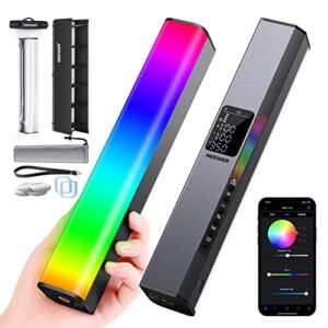neewer rgb led video light stick, touch bar & app control, magnetic handheld photography light, dimmable 3200k~5600k cri98+ full-color led light with 6400mah built-in battery, 17 light scenes – rgb1