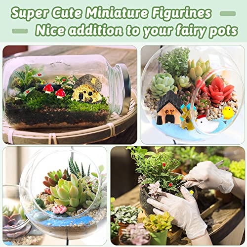 Modacraft 172Pcs Miniature Fairy Garden Accessories Including 100Pcs Fixed Pins, Fairy Garden Kit Fairy House Animal Figurines Mini Landscape for Garden Dollhouse Potted Plant Bonsai Terrarium Décor