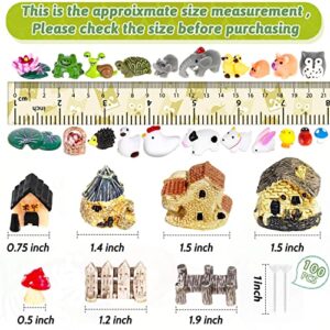 Modacraft 172Pcs Miniature Fairy Garden Accessories Including 100Pcs Fixed Pins, Fairy Garden Kit Fairy House Animal Figurines Mini Landscape for Garden Dollhouse Potted Plant Bonsai Terrarium Décor