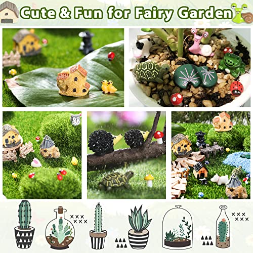 Modacraft 172Pcs Miniature Fairy Garden Accessories Including 100Pcs Fixed Pins, Fairy Garden Kit Fairy House Animal Figurines Mini Landscape for Garden Dollhouse Potted Plant Bonsai Terrarium Décor