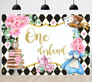 onederland 1st birthday backdrop for girls wonderland tea party photography background girl pink floral poker decoration cake table banner 7x5ft