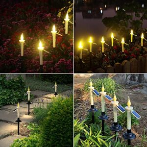 MaoTopCom 4 Pack Solar Powered Candles Lights, Outdoor Landscape Lights Solar Garden Lights LED Solar Lawn Light Outdoor for Yard Patio Walkway Lawn Driveway, Warm White