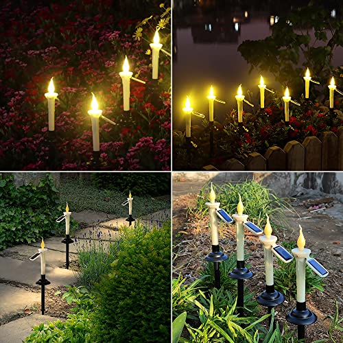 MaoTopCom 4 Pack Solar Powered Candles Lights, Outdoor Landscape Lights Solar Garden Lights LED Solar Lawn Light Outdoor for Yard Patio Walkway Lawn Driveway, Warm White