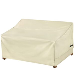 nettypro outdoor sofa cover waterproof 3-seater patio couch cover, patio furniture deep lounge sofa covers with air vent and handle, 88″ w x 38″ d x 35″ h, beige