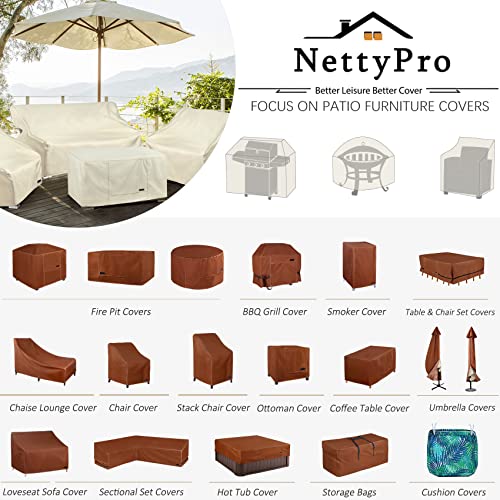NettyPro Outdoor Sofa Cover Waterproof 3-Seater Patio Couch Cover, Patio Furniture Deep Lounge Sofa Covers with Air Vent and Handle, 88" W x 38" D x 35" H, Beige