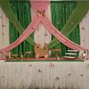 Green Sequin Backdrop Curtains 2 Panels 2FTx8FT Christmas Party Backdrop Glitter Birthday Bridal Wedding Curtains Sparkle Photo Backdrop