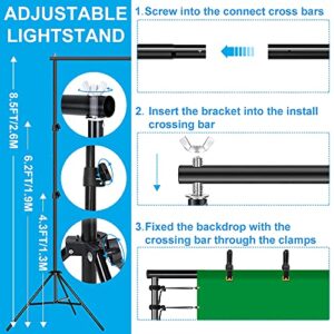 [Upgraded LED Bulb] Photography Lighting Kit 8.5x10ft Backdrop Support System and LED Softbox Set, 6400K Bulbs, Umbrella, Video Studio Continuous Lighting Kit for Photo Studio, and Video Shooting