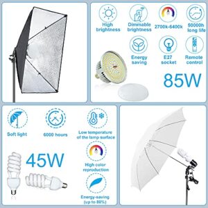 [Upgraded LED Bulb] Photography Lighting Kit 8.5x10ft Backdrop Support System and LED Softbox Set, 6400K Bulbs, Umbrella, Video Studio Continuous Lighting Kit for Photo Studio, and Video Shooting