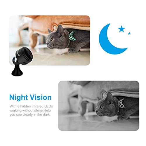 Mini Camera, Wireless WiFi Motion Detects Magnetic Camera, HD 1080P Portable Home Security Cameras Covert Nanny Cam Small Indoor Outdoor Video Recorder Motion Activated Night Vision (A)