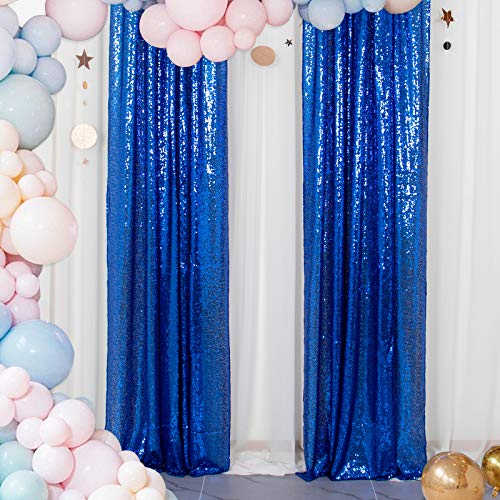 Sequin Curtains 2 Panels Royal Blue 2FTx8FT Sequin Photo Backdrop Sequin Backdrop Curtain Pack of 2-1011E