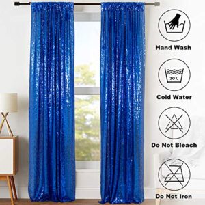 Sequin Curtains 2 Panels Royal Blue 2FTx8FT Sequin Photo Backdrop Sequin Backdrop Curtain Pack of 2-1011E