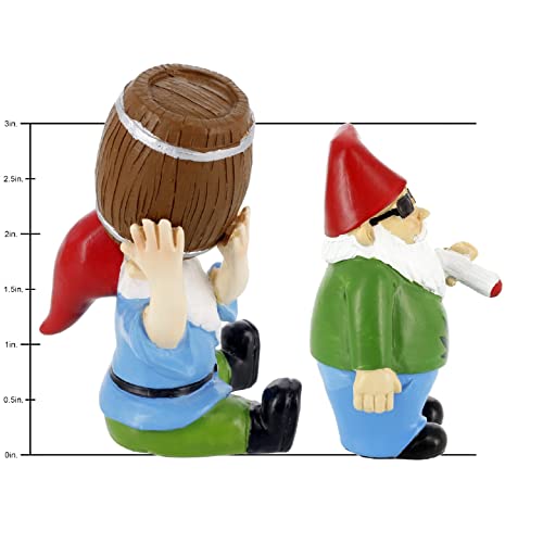 Gnometastic Mini Gnomes Set of 4, Gnomes Behaving Badly - Small Funny Garden Gnome Figurines for Fairy Garden, Indoor, Outdoor Decoration