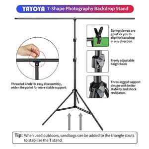 YAYOYA Green Screen Backdrop with Stand Kit 5x6.5ft, Portable Chromakey Green Screen Stand with Carrying Bag and 5 Spring Clamps, Greenscreen T-Shaped Background Stand for Streaming,Video Gaming,Zoom