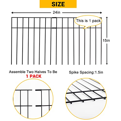 Outdoor Dog Fence for The Yard, 24x15-inch Small/Medium Animal Barrier No Dig Fence for Dogs Outside, Short Fencing for Dogs, Decorative Garden Fence Metal Flower Edging Border Panels (2 Packs)