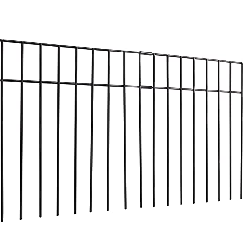 Outdoor Dog Fence for The Yard, 24x15-inch Small/Medium Animal Barrier No Dig Fence for Dogs Outside, Short Fencing for Dogs, Decorative Garden Fence Metal Flower Edging Border Panels (2 Packs)