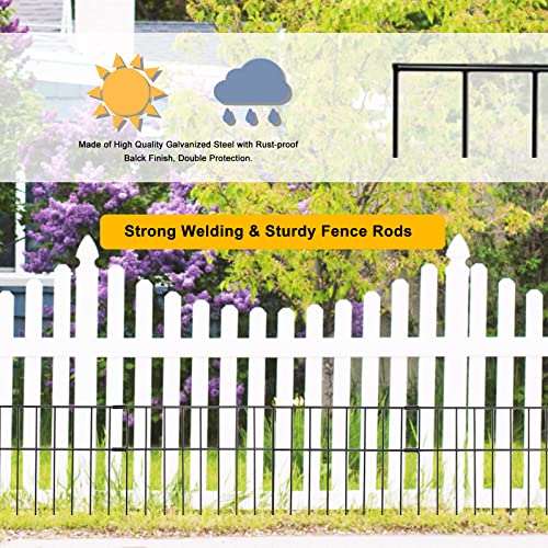 Outdoor Dog Fence for The Yard, 24x15-inch Small/Medium Animal Barrier No Dig Fence for Dogs Outside, Short Fencing for Dogs, Decorative Garden Fence Metal Flower Edging Border Panels (2 Packs)